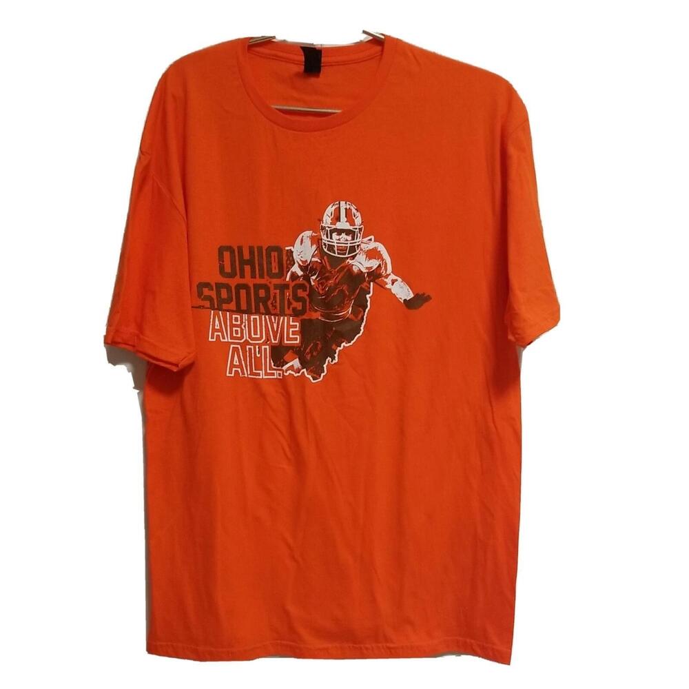 Mens Gildan  Ohio Sports Above All  Jack Casino  Orange T Shirt